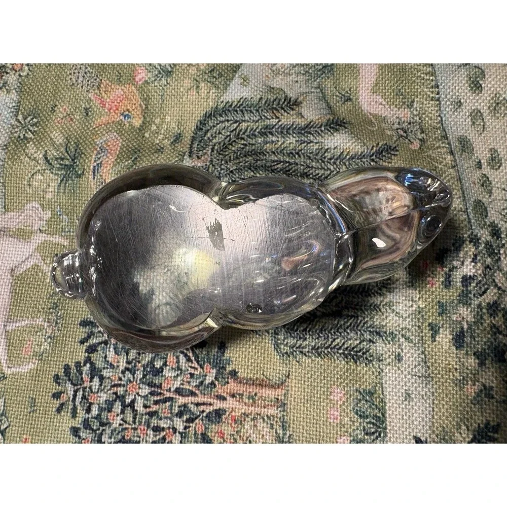 Vintage Clear Art Glass Rabbit Figurine Paperweight Solid Crystal Bunny 4 Inch